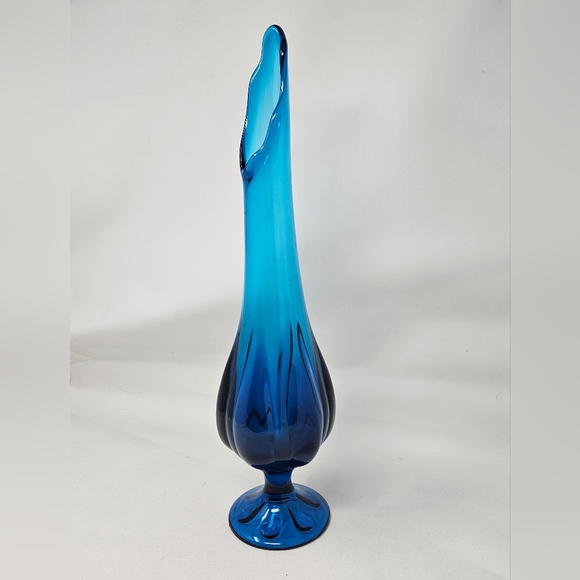 VIKING GLASS 6 petal swung stretch vase 18" vinatge - Picture 4 of 7